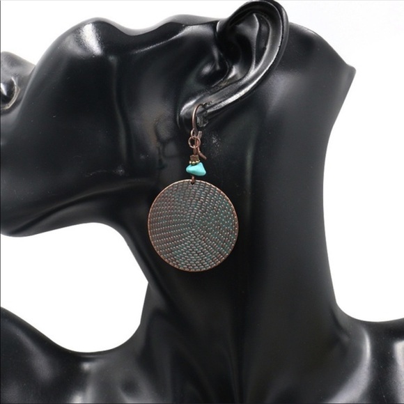 Bohemian claw hook mandala tribal patina earrings - Picture 2 of 7